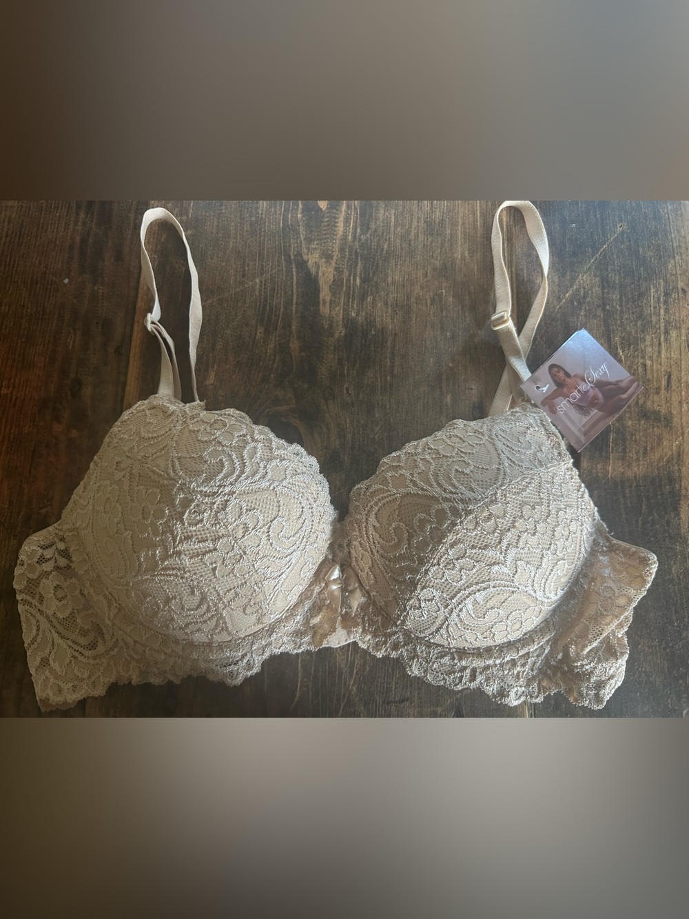 Smart & Sexy Size 36A Beige Lace Push Up Underwire Bra New With Tags